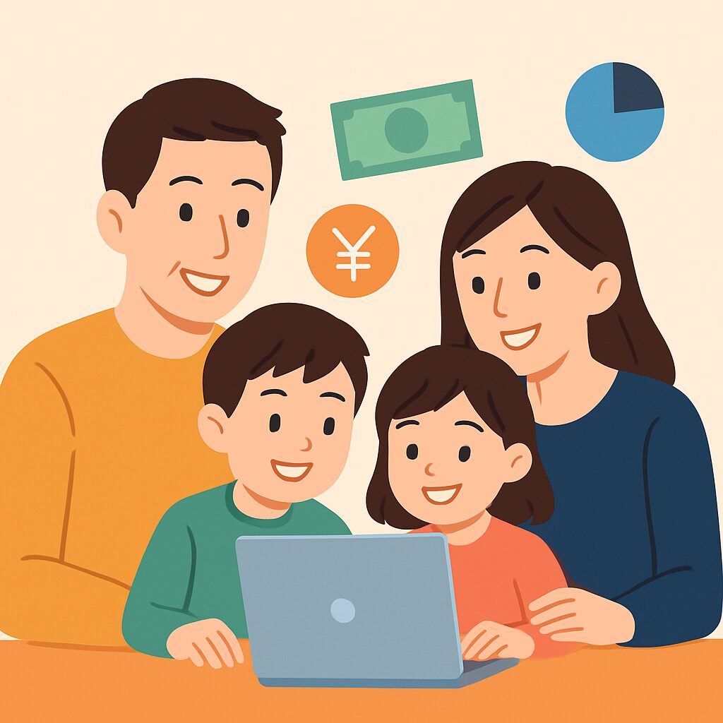 マネーフォワードを活用して、家族でお金の流れを共有している様子