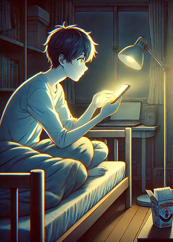 スマホで高額バイトを探す若者