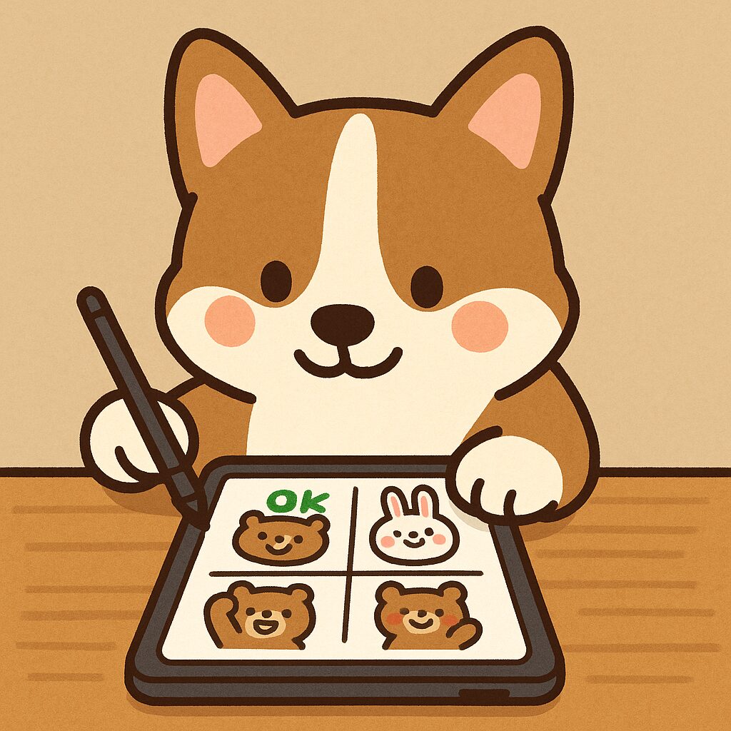 LINEスタンプを自作する犬
