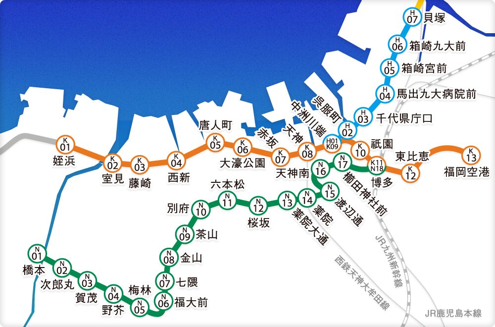 福岡地下鉄路線図
