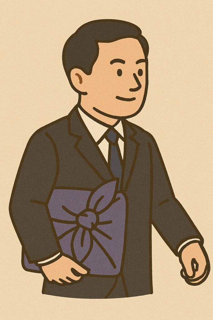 風呂敷を持った検察官